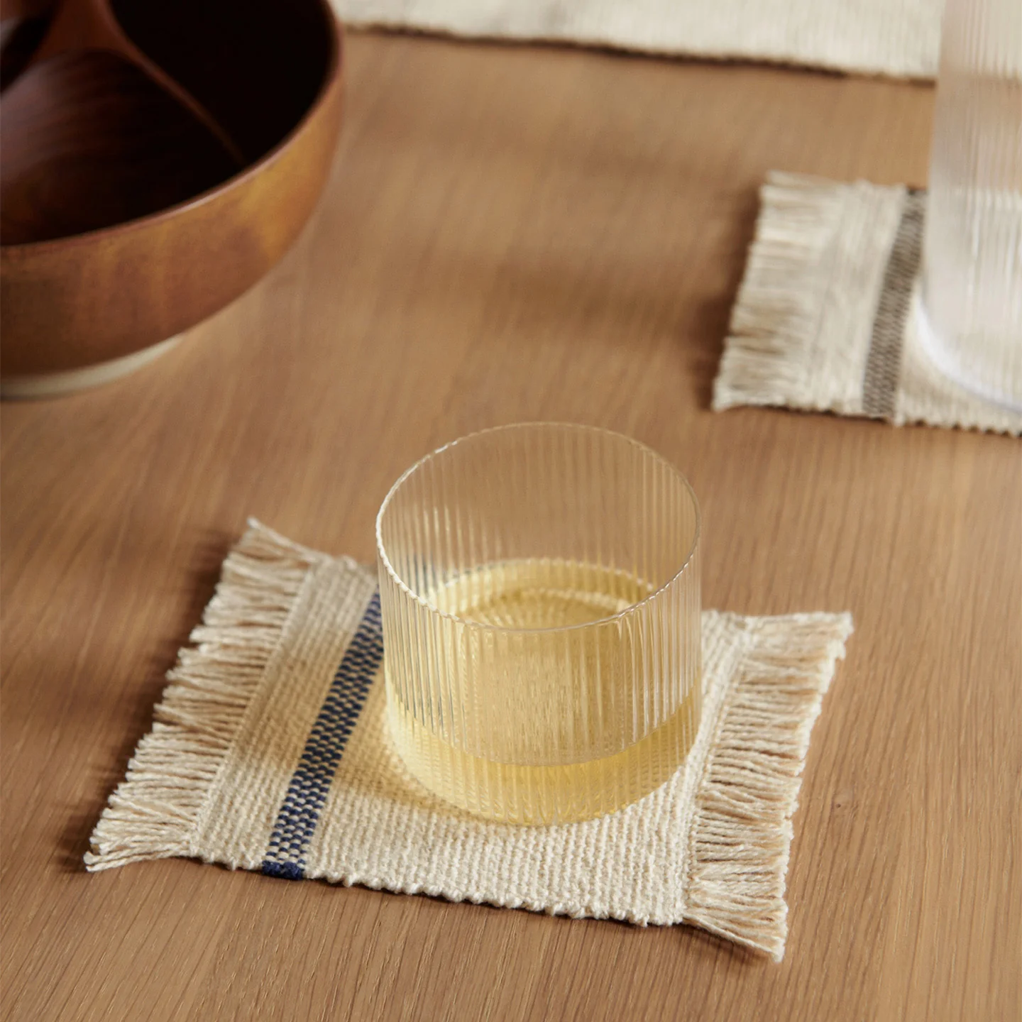 Savor Coasters - Set of 4 - Off-white/Blue - Image 2