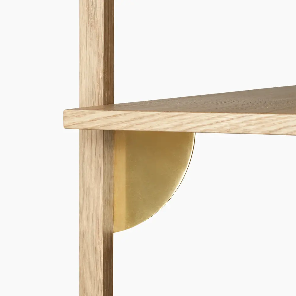 Sector Shelf - Single - Wide - Natural Oak/Brass - Image 3