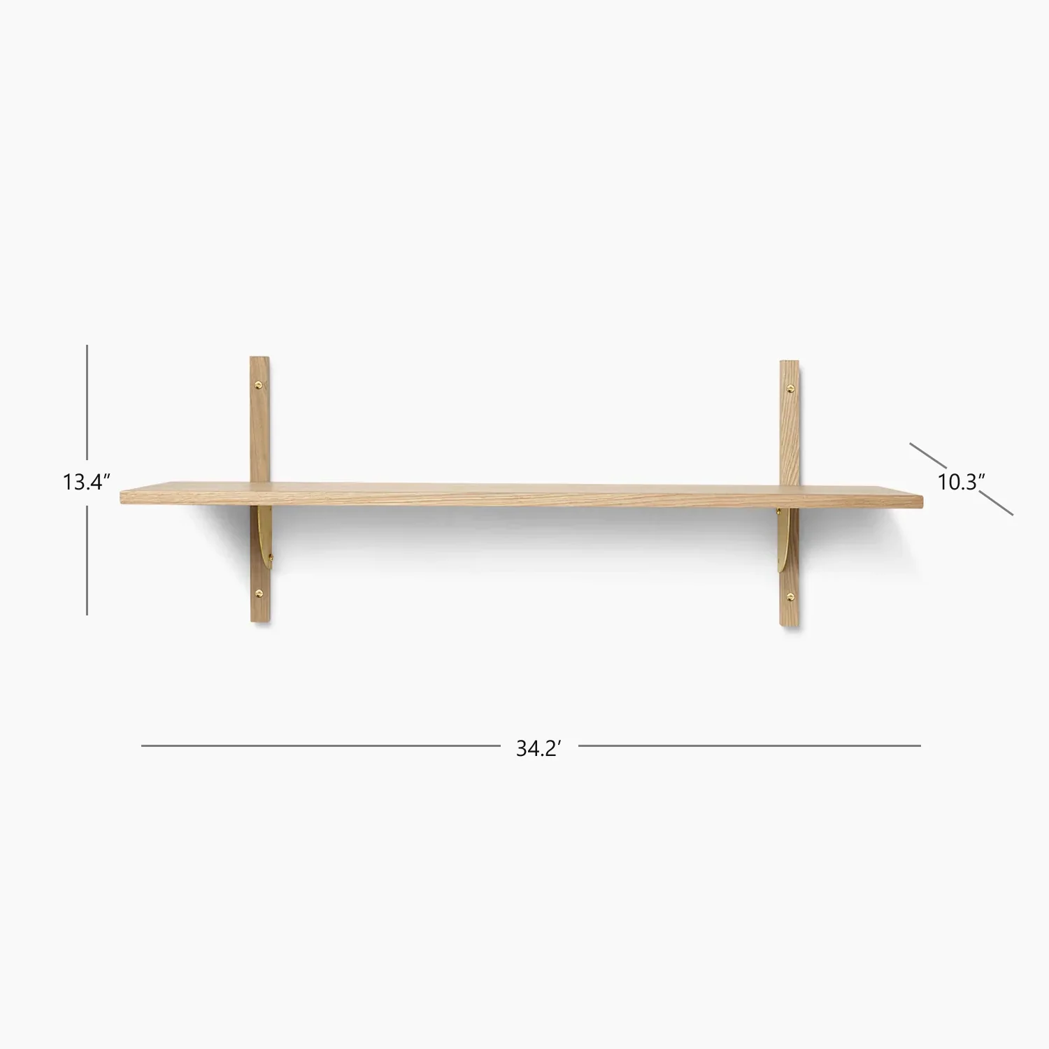 Sector Shelf - Single - Wide - Natural Oak/Brass - Image 4