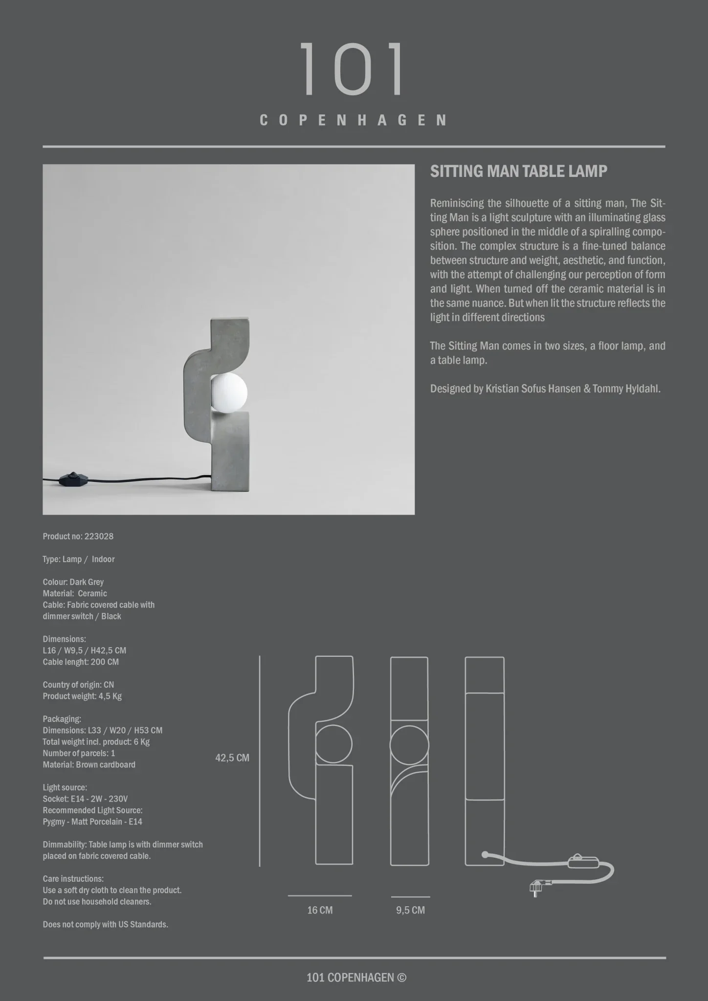 Sitting Man, Mini - Dark Grey - Image 11