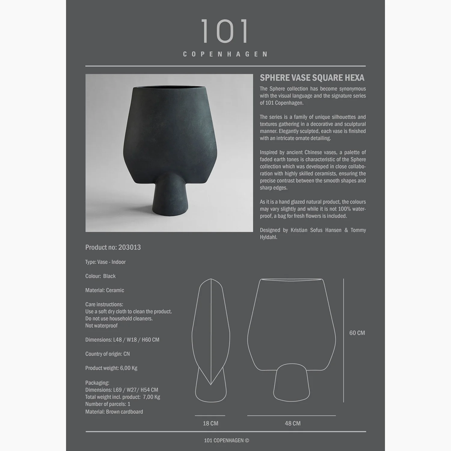 Sphere Vase Square - Hexa - Black - Image 8