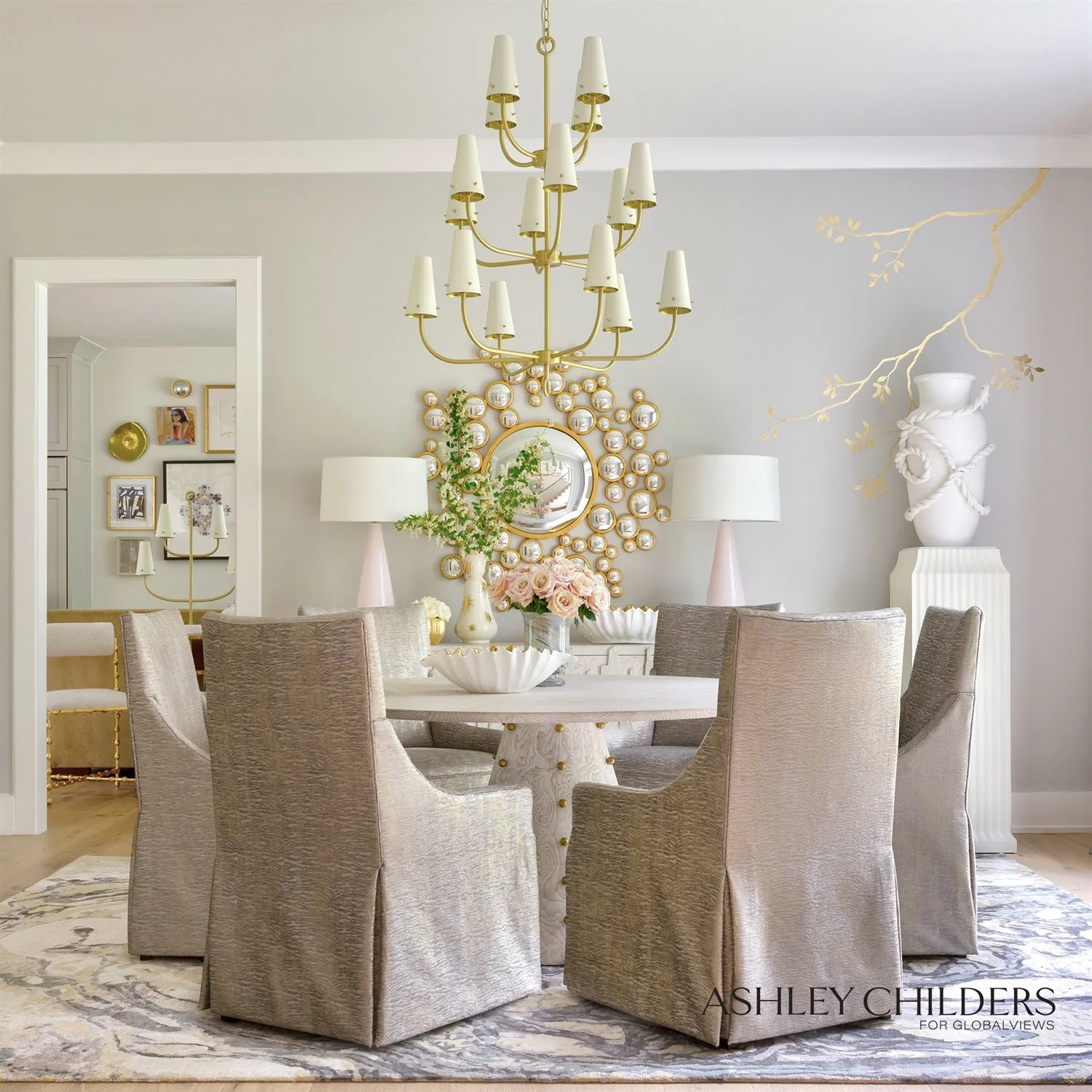 Spheres Dining Table - White Burl - Image 3