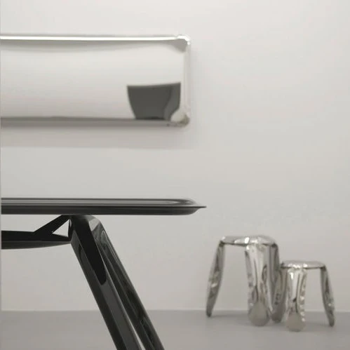 Stainless Steel Tafla QC Sculptural Wall Mirror (Customizable) - Image 9