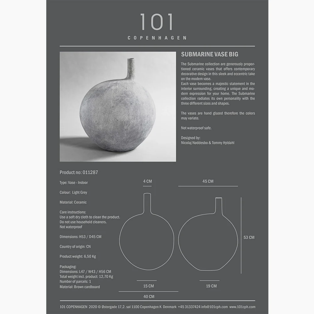 Submarine Vase - Big - Light Grey - Image 8