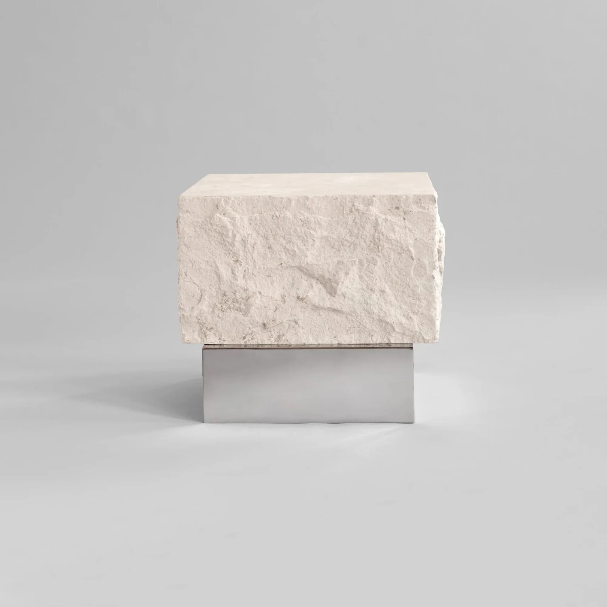 Temple Coffee Table, Low - Chrome / Limestone - Image 5