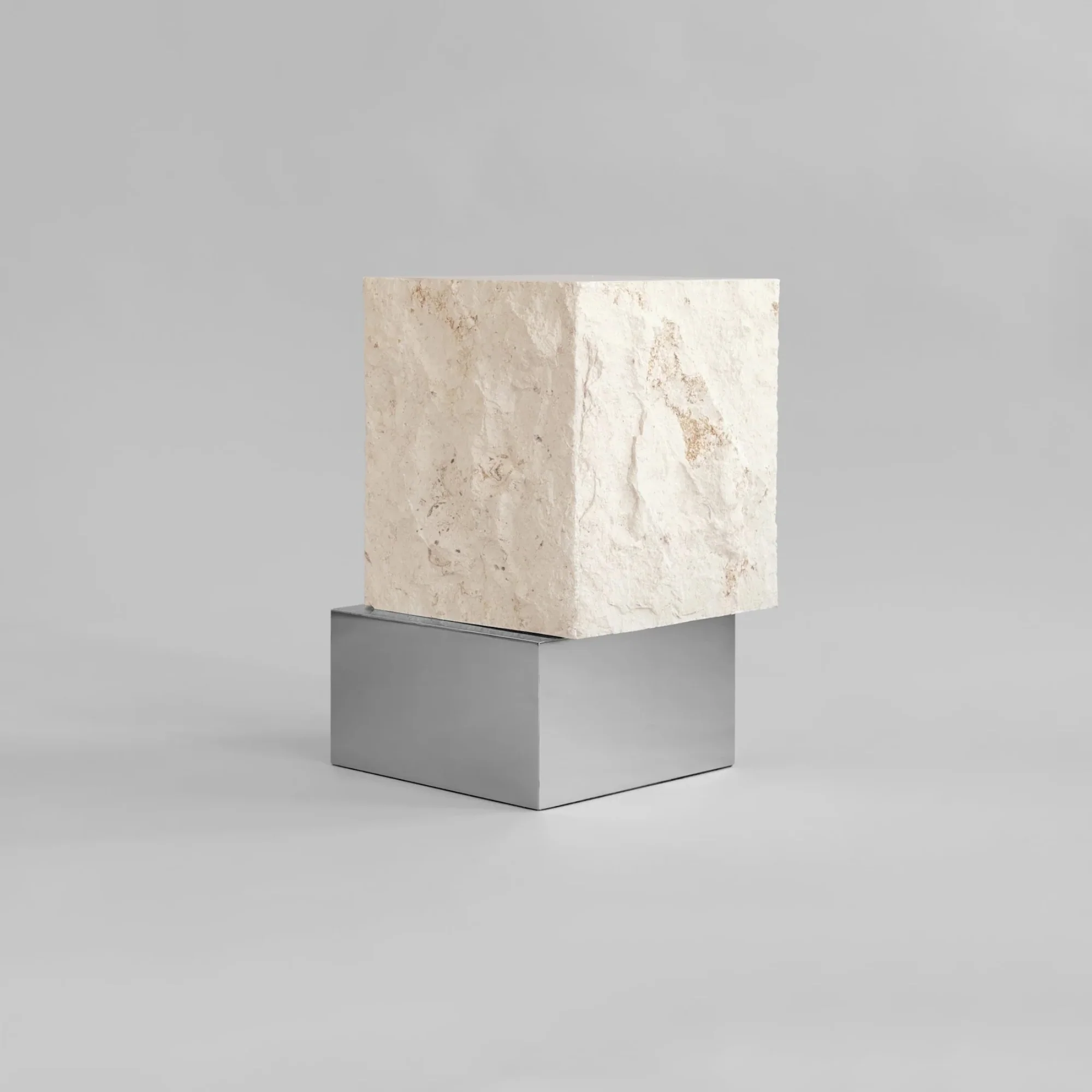 Temple Coffee Table, Tall - Chrome / Limestone - Image 4