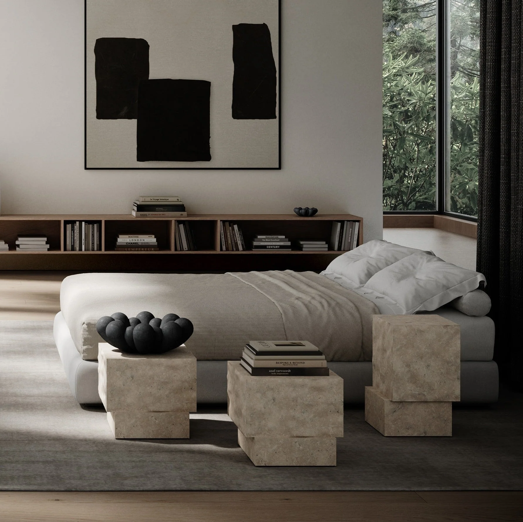 Temple Coffee Table, Tall - Limestone - Image 5