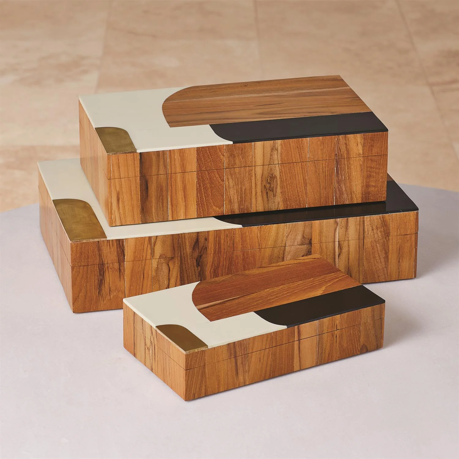 Wooden Inlaid Box - Black/Ivory - Image 2