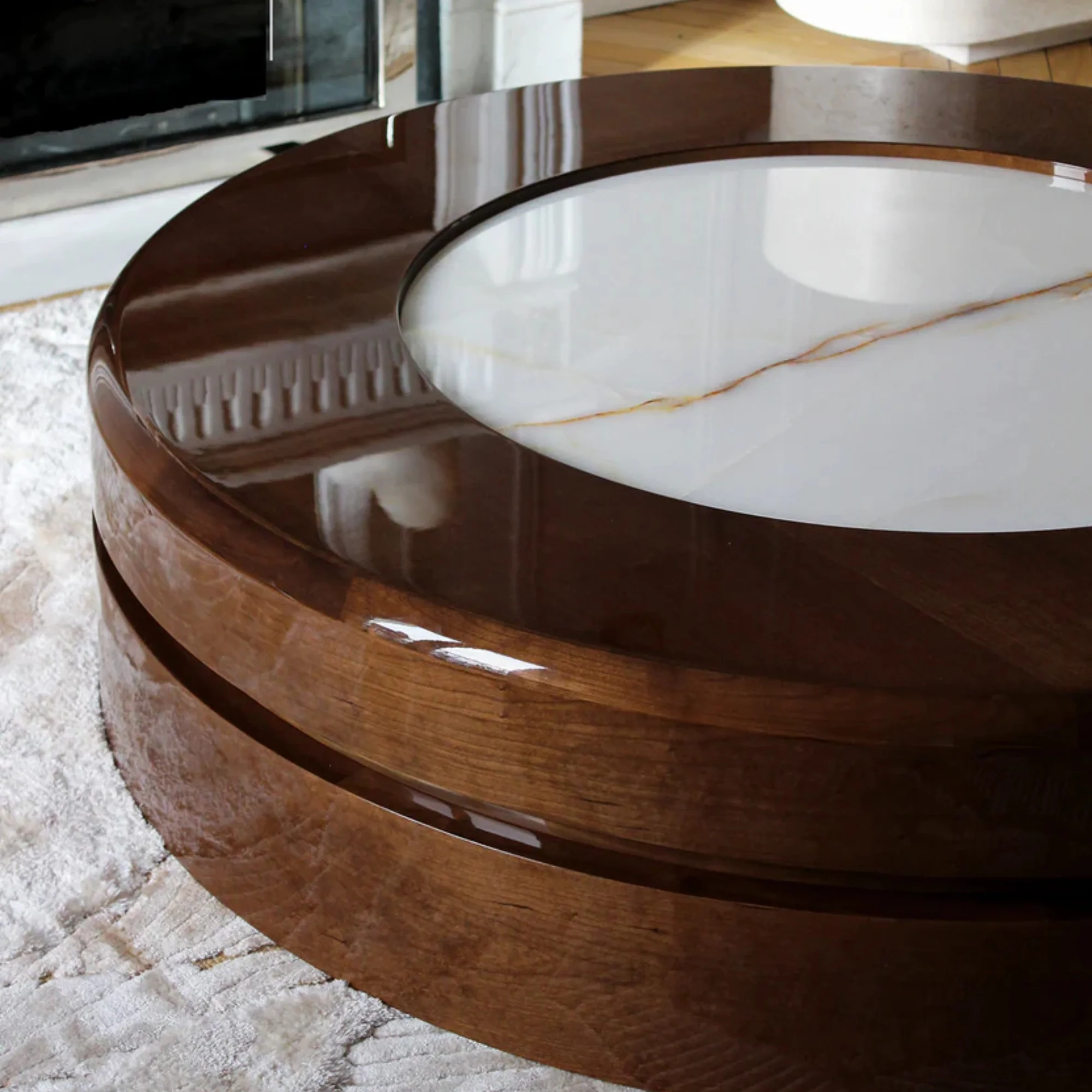 Yoyo Wood and Shell Onyx Coffee Table - Image 9